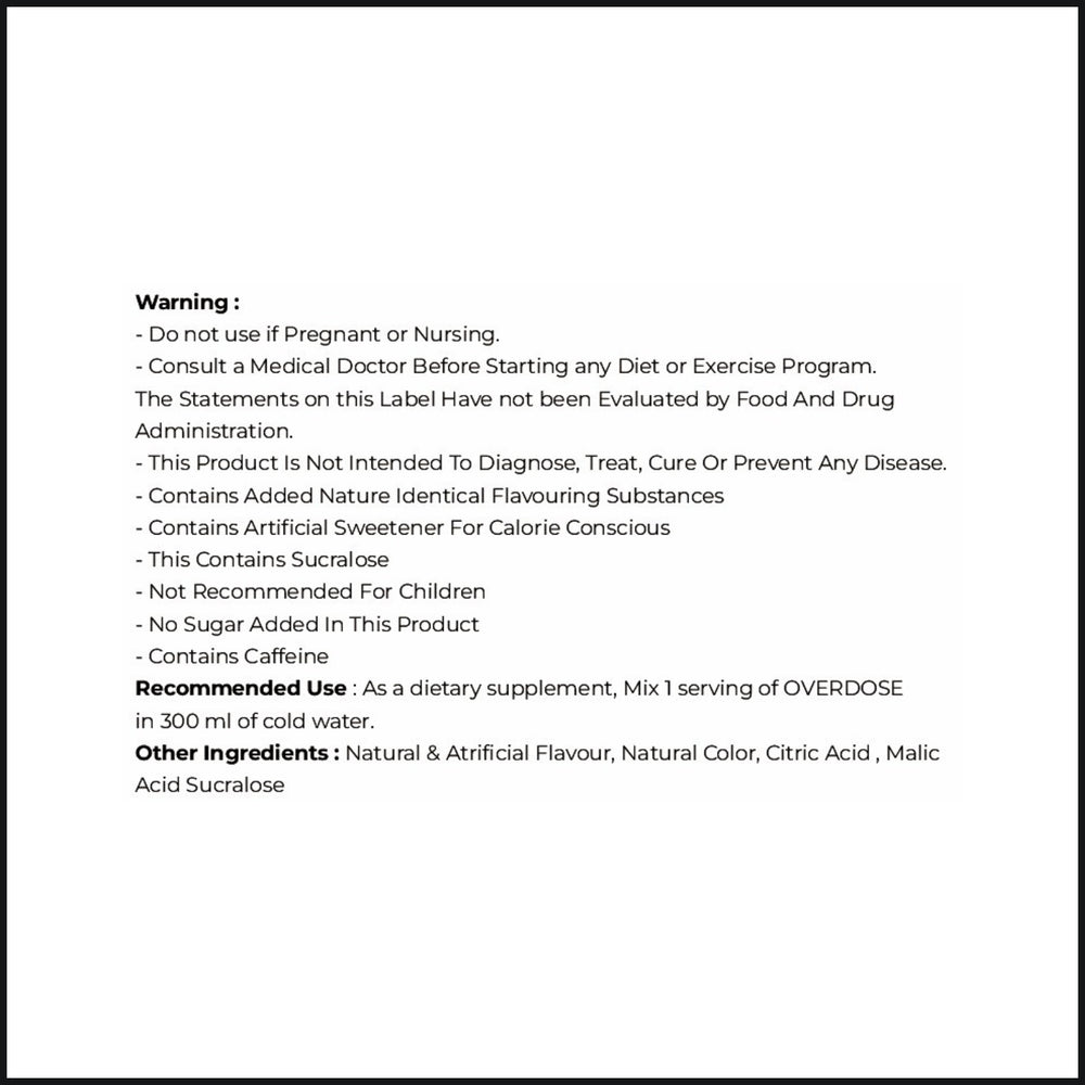 Overdose Pre-Workout Legendary Sports Nutrition